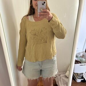 Anthropologie Mustard Long Sleeve Blouse
